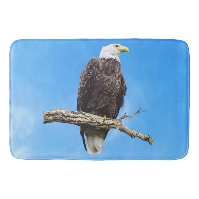 Bald Eagle Perched on a Branch Bath Mat (Front)