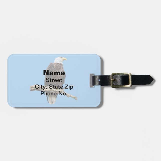 Bald Eagle Perched on a Branch Luggage Tag (Front Horizontal)