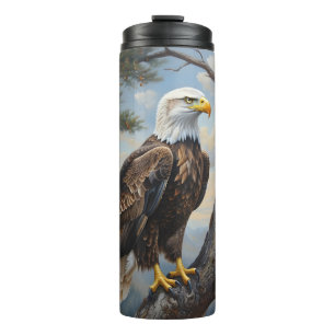 Bald Eagle Perched On A Tree Oil Painting Art Thermal Tumbler