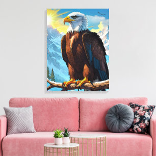 Bald Eagle Perched on Branch Canvas Print