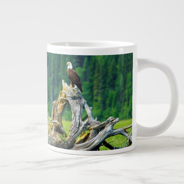 Bald Eagle Perched On Branch Large Coffee Mug (Right)