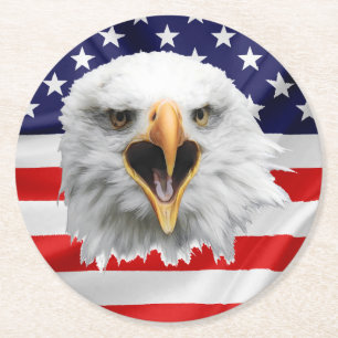 Bald Eagle pleasing patriotic gift Round Paper Coaster