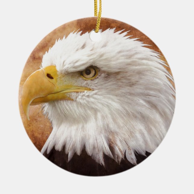 Bald Eagle Portrait Ceramic Tree Decoration (Front)