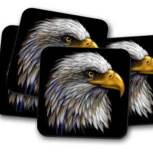 Bald Eagle Portrait Majestic Eagle Cork Coaster