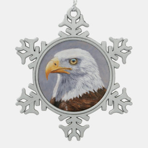 Bald Eagle Portrait Snowflake Pewter Christmas Ornament