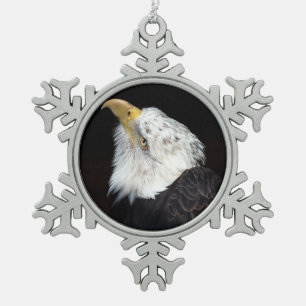 Bald Eagle Portriat Snowflake Pewter Christmas Ornament