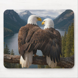 Bald Eagle Protecting His Mate Mouse Mat