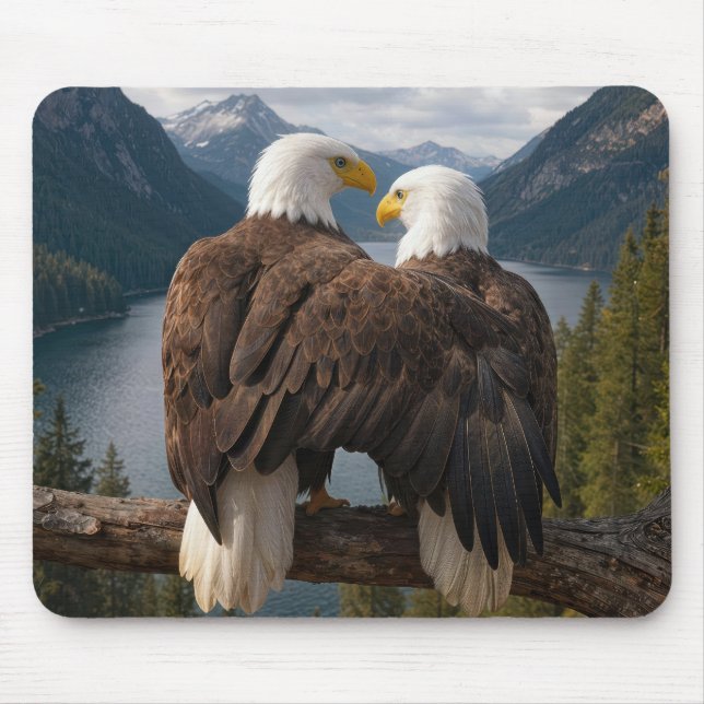 Bald Eagle Protecting His Mate Mouse Mat (Front)