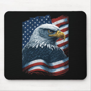 Bald Eagle Proud Patriotic American Us Flag 4th Of Mouse Mat