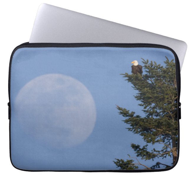 Bald Eagle | Rising Full Moon Laptop Sleeve (Front)