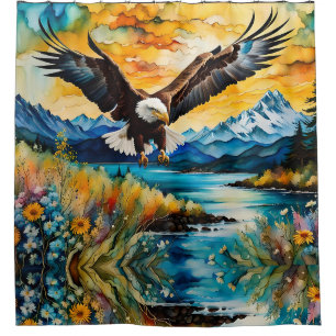 Bald Eagle River wildflowers at Sunset Shower Curtain