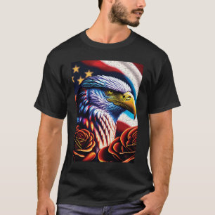 Bald Eagle Rose Patriotic 4th of July USA American T-Shirt