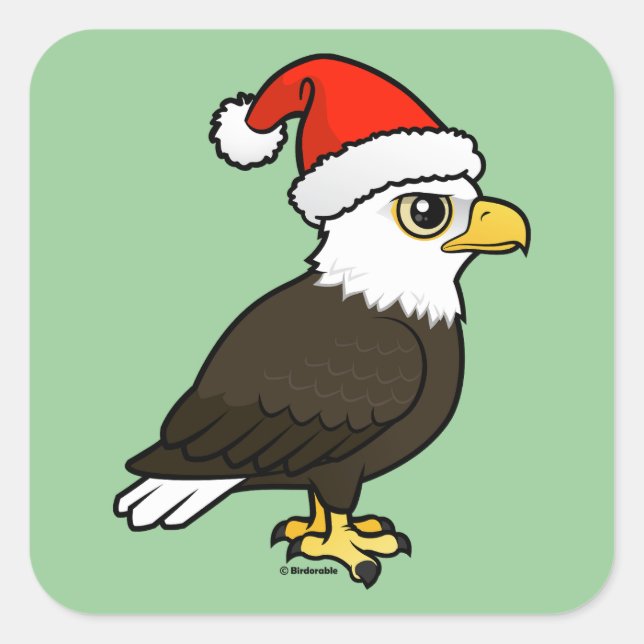 Bald Eagle Santa Square Sticker (Front)