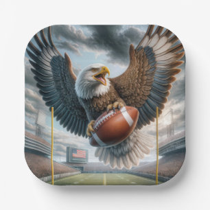 Bald Eagle Scoring a Touchdown Paper Plate