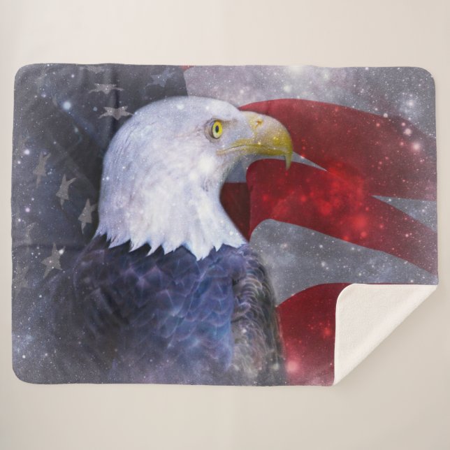 Bald Eagle Sherpa Blanket (Front (Horizontal))
