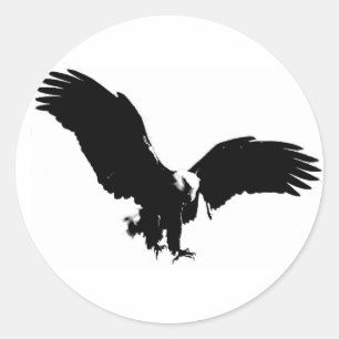 Bald Eagle Silhouette Classic Round Sticker