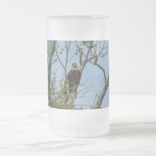 Bald Eagle Smile Frosted Glass Beer Mug