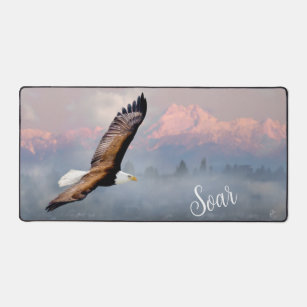 Bald Eagle Soar Mountains Wildlife Inspirational Desk Mat