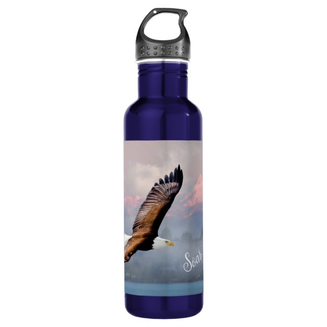 Bald Eagle Soar Over Mountains Nature 710 Ml Water Bottle (Front)