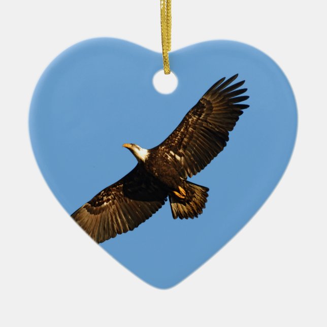 Bald Eagle Soaring 2 Ceramic Tree Decoration (Front)