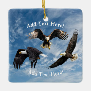 Bald Eagle Soaring Ceramic Ornament
