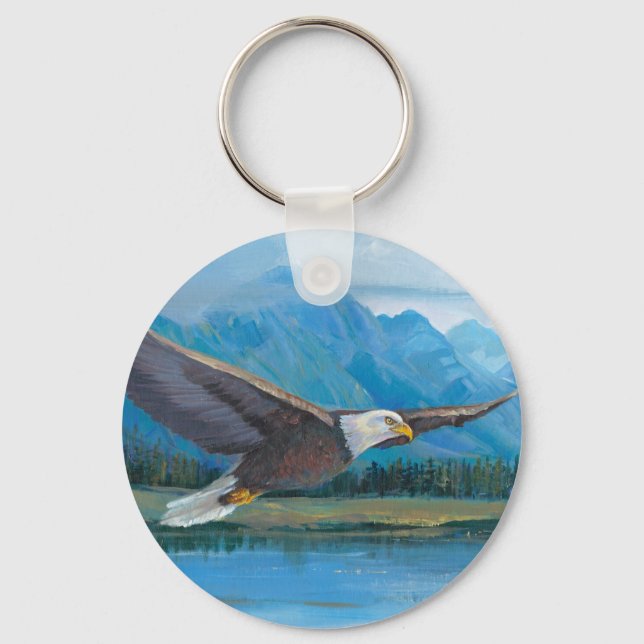 Bald Eagle Soaring Key Ring (Front)