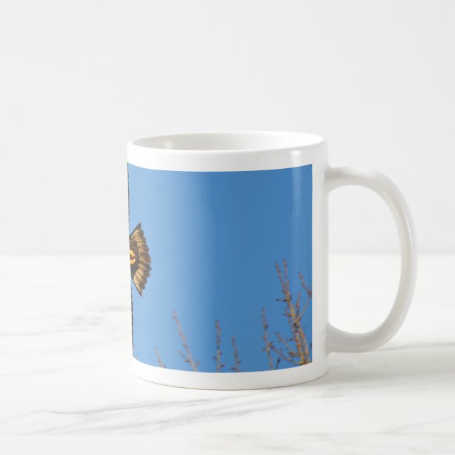 Bald Eagle Soaring Over Trees Coffee Mug (Right)