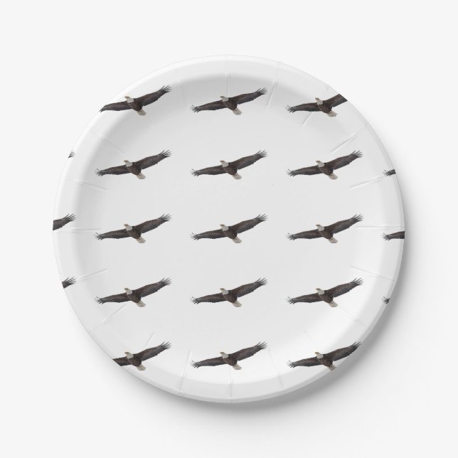 Bald Eagle Soaring Paper Plate (Front)