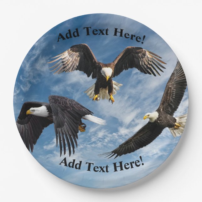 Bald Eagle Soaring Paper Plate (Front)