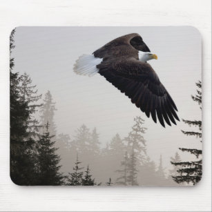Bald Eagle Soaring Through Mist Mouse Mat