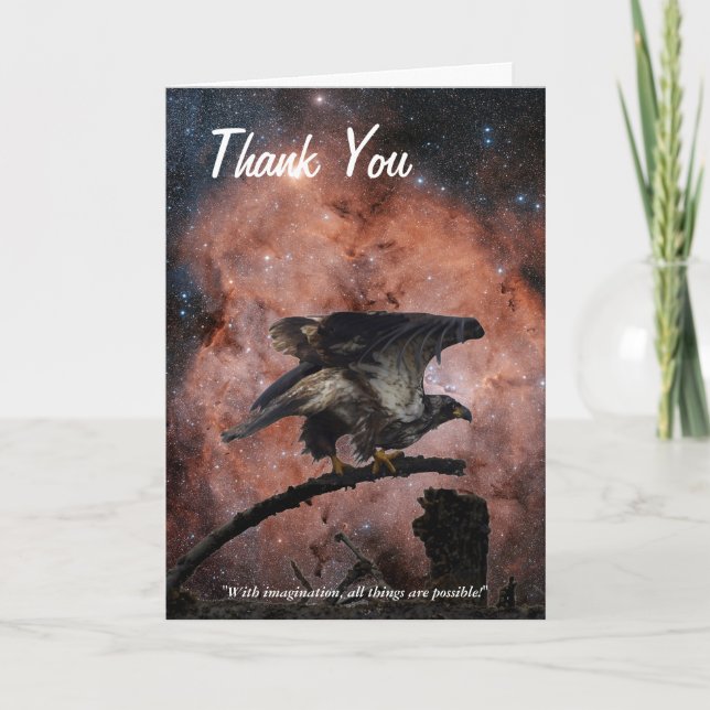 Bald Eagle/Space Motivational Thank You Card (Front)