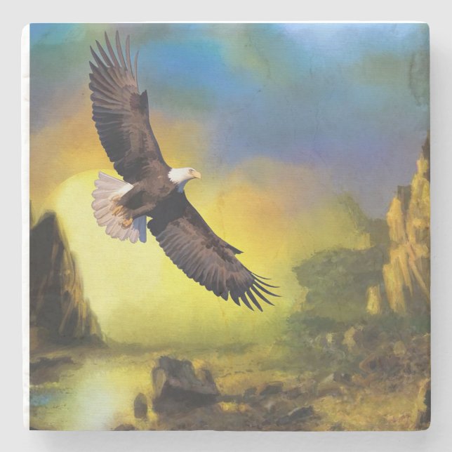 Bald Eagle Stone Coaster (Front)