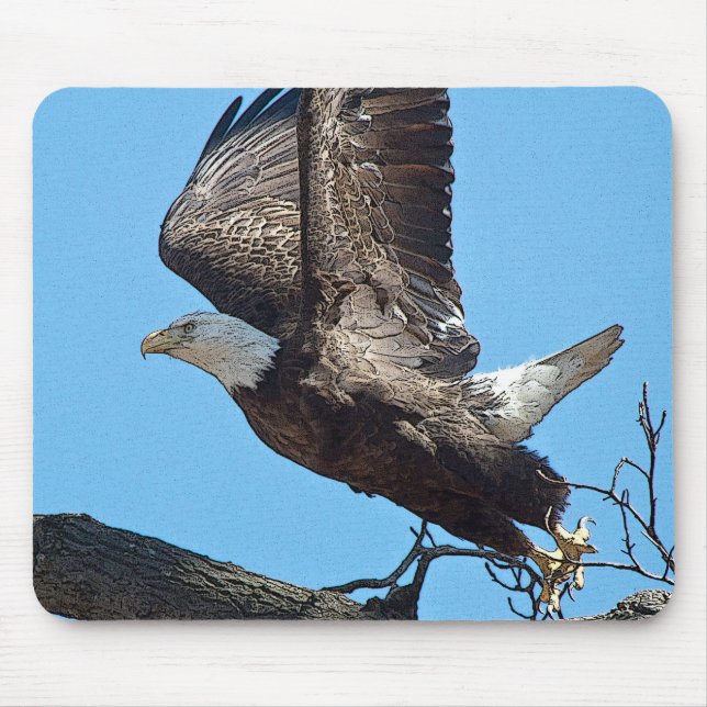 Bald Eagle taking off Mouse Mat (Front)