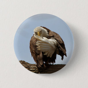 Bald Eagle - The bird giving the bird 6 Cm Round Badge