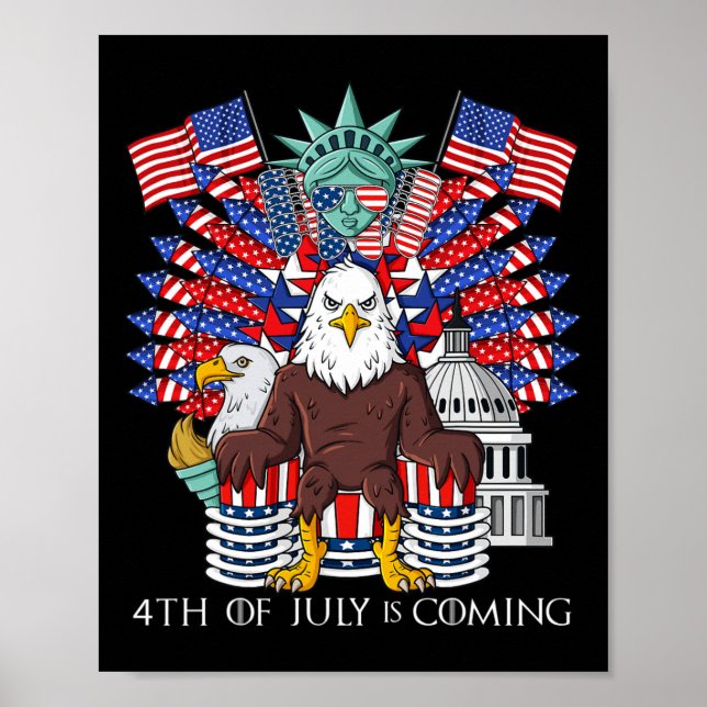 Bald Eagle Throne 4th Of July USA Patriotic Boys K Poster (Front)
