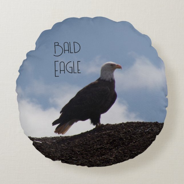 Bald Eagle/Turkey Vulture Round Pillow (Front)