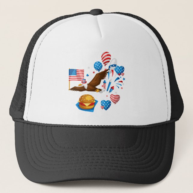bald eagle uncle sam trucker hat (Front)