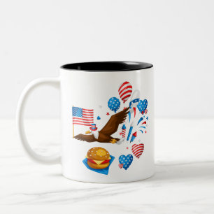 bald eagle uncle sam Two-Tone coffee mug