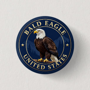 🦅 Bald Eagle United States Wildlife 3 Cm Round Badge