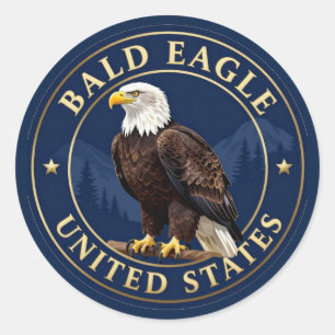 🦅 Bald Eagle United States Wildlife Classic Round Sticker