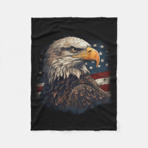 Bald Eagle Us American Flag 4th Of July Proud Patr Fleece Blanket