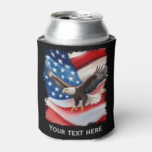 Bald Eagle & US Flag 4th Of July Can Cooler
