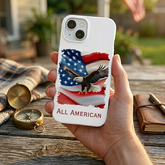 Bald Eagle & US Flag 4th Of July iPhone 15 Case (Creator Uploaded)