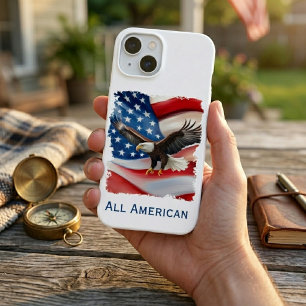 Bald Eagle & US Flag 4th Of July iPhone 15 Case