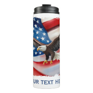 Bald Eagle & US Flag 4th Of July Thermal Tumbler