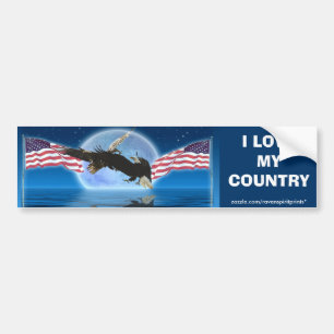 BALD EAGLE & US FLAG Patriot Series Bumper Sticker