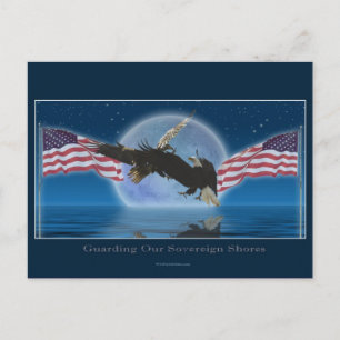BALD EAGLE & US FLAG Patriot Series Postcard