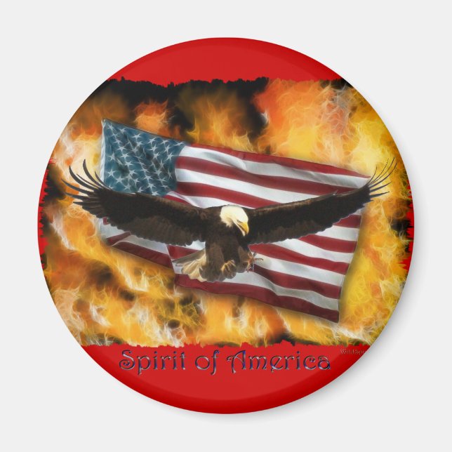 Bald Eagle & US Flag Patriotic Collection Magnet (Front)
