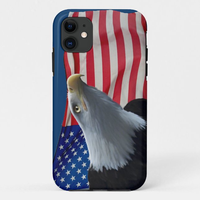 Bald Eagle & US Flag Patriotic Design Case-Mate iPhone Case (Back)