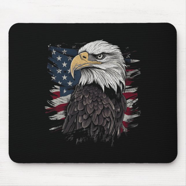 Bald Eagle USA American Flag Patriotic Graphic Men Mouse Mat (Front)